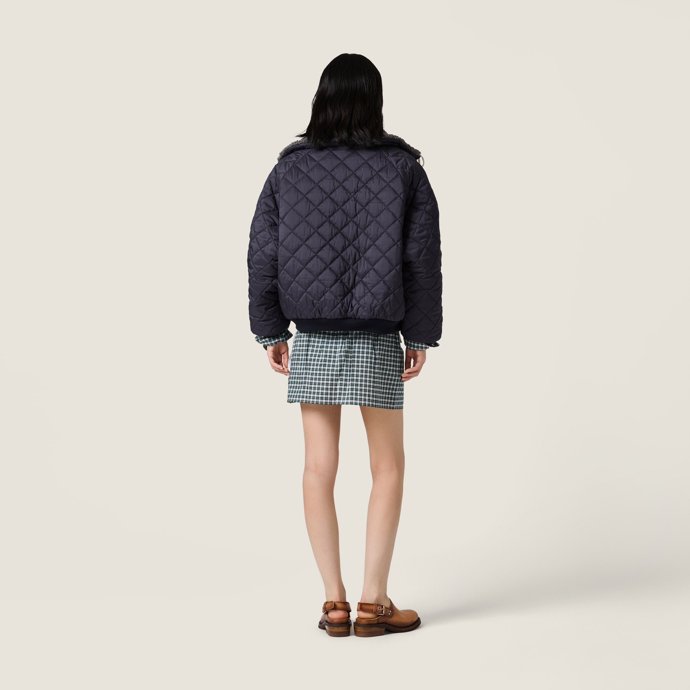 Technical pongé down jacket