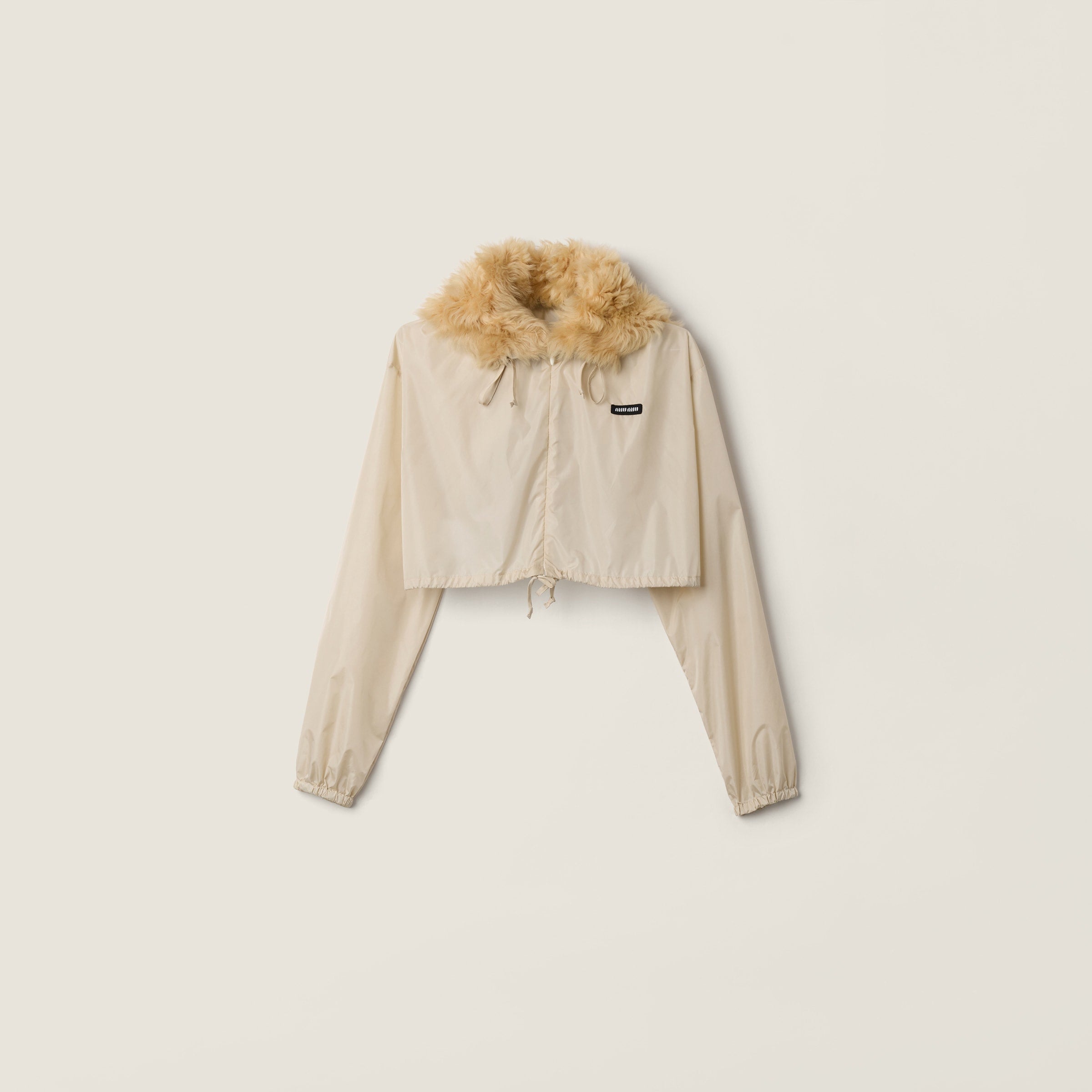 Technical fabric and shearling windbreaker