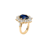 Dorsey - HOUGHTON RING IN LAB BLUE SAPPHIRE AND MOISSANITE, GOLD VERMEIL