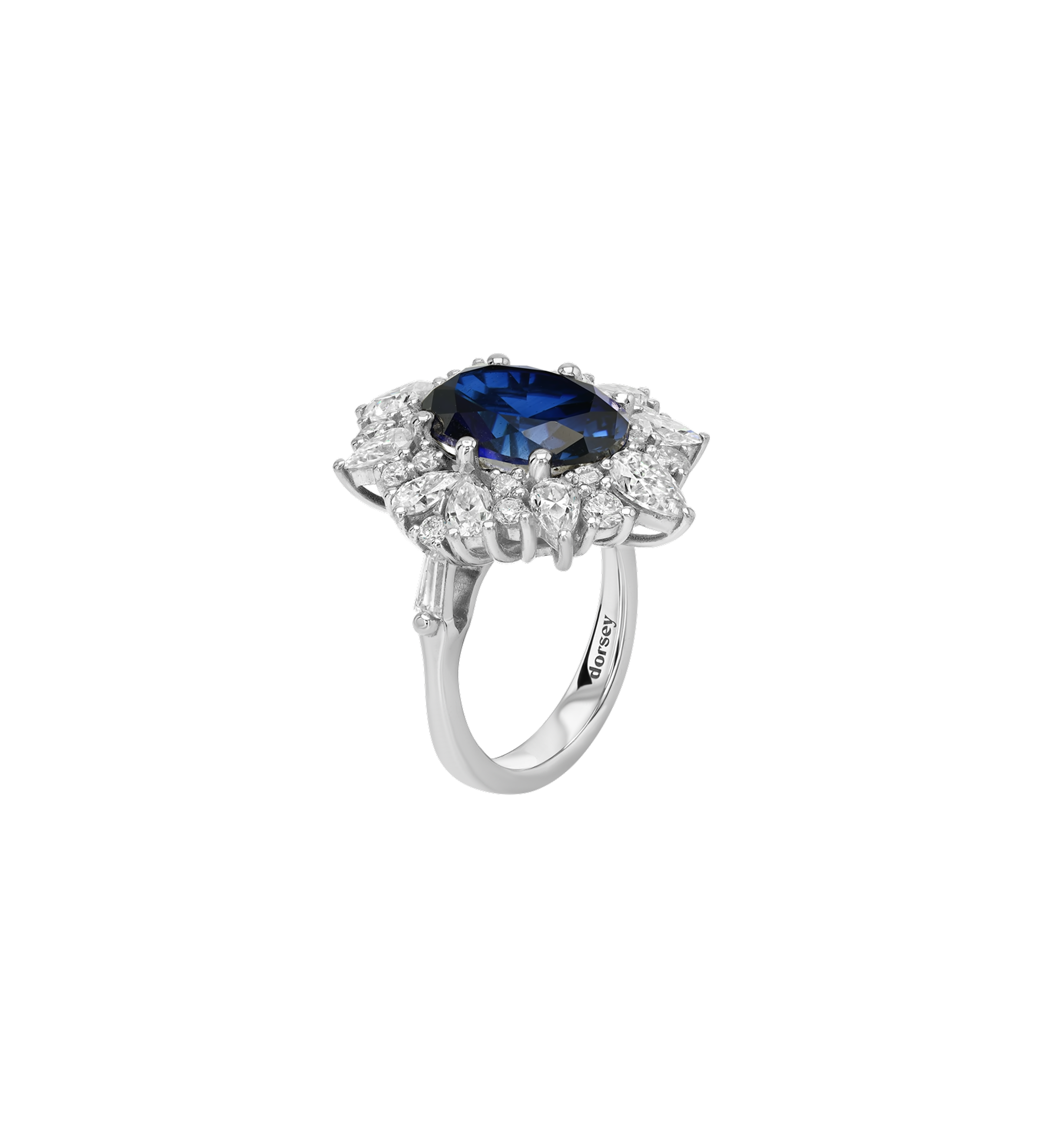 Dorsey - HOUGHTON RING IN LAB BLUE SAPPHIRE AND MOISSANITE, STERLING SILVER