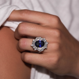 Dorsey - 14K HOUGHTON RING IN LAB BLUE SAPPHIRE AND LAB DIAMOND, 14K YELLOW GOLD