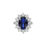 Dorsey - SPENCER RING IN LAB BLUE SAPPHIRE AND MOISSANITE, STERLING SILVER
