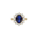 Dorsey - PETITE SPENCER RING IN LAB BLUE SAPPHIRE AND MOISSANITE, GOLD VERMEIL