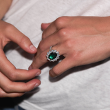 Dorsey - 14K SPENCER RING IN DEEP LAB EMERALD AND LAB DIAMOND, 14K YELLOW GOLD