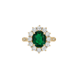 Dorsey - PETITE SPENCER RING IN DEEP LAB EMERALD AND MOISSANITE, GOLD VERMEIL