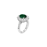 Dorsey - PETITE SPENCER RING IN DEEP LAB EMERALD AND MOISSANITE, STERLING SILVER
