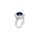 Dorsey - PETITE SPENCER RING IN LAB BLUE SAPPHIRE AND MOISSANITE, STERLING SILVER