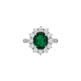 Dorsey - PETITE SPENCER RING IN DEEP LAB EMERALD AND MOISSANITE, STERLING SILVER
