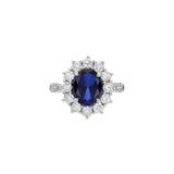 Dorsey - PETITE SPENCER RING IN LAB BLUE SAPPHIRE AND MOISSANITE, STERLING SILVER