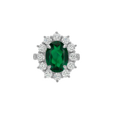 Dorsey - SPENCER RING IN DEEP LAB EMERALD AND MOISSANITE, STERLING SILVER