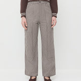 Molly Workwear Jean in brown striped denim, Cove Sweater in brown wool, and Cooper Dark Brown Mary Jane Sneaker.