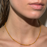 Dorsey - ENAMEL MOISSANITE NECKLACE IN MOUTARDE, 18K GOLD VERMEIL