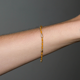 Dorsey - ENAMEL MOISSANITE BRACELET IN MOUTARDE, 18K GOLD VERMEIL
