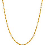 Dorsey - ENAMEL MOISSANITE NECKLACE IN MOUTARDE, 18K GOLD VERMEIL
