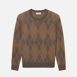 FRAME - Argyle Crewneck Sweater -- Taupe Multi