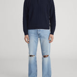FRAME - Cable Polo Sweater -- Dark Navy