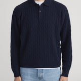 FRAME - Cable Polo Sweater -- Dark Navy