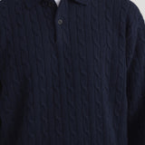 FRAME - Cable Polo Sweater -- Dark Navy