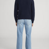 FRAME - Cable Polo Sweater -- Dark Navy