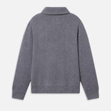 FRAME - Zip Up Wool Sweater -- Grey Melange