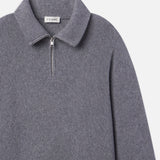 FRAME - Zip Up Wool Sweater -- Grey Melange
