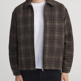 FRAME - Padded Tweed Zip Jacket -- Brown Plaid