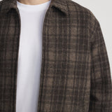 FRAME - Padded Tweed Zip Jacket -- Brown Plaid