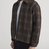 FRAME - Padded Tweed Zip Jacket -- Brown Plaid