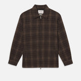 FRAME - Padded Tweed Zip Jacket -- Brown Plaid