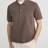 FRAME - Washed Light Pique Polo - Antique Cafe