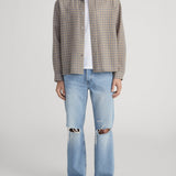 FRAME - Light Wool Plaid Shirt -- Beige/Blue Plaid