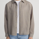 FRAME - Light Wool Plaid Shirt -- Beige/Blue Plaid