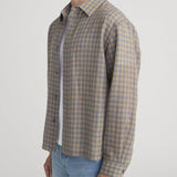 FRAME - Light Wool Plaid Shirt -- Beige/Blue Plaid