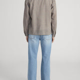 FRAME - Light Wool Plaid Shirt -- Beige/Blue Plaid