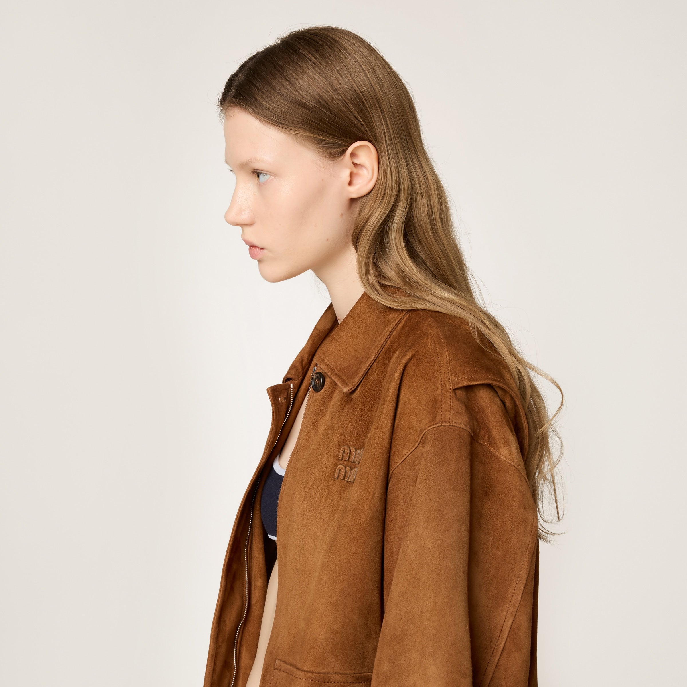 Suede blouson jacket