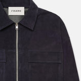 FRAME - Clean Suede Zip Shirt -- Dark Navy