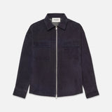 FRAME - Clean Suede Zip Shirt -- Dark Navy