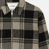 FRAME - Spring Plaid Zip Shirt Jacket -- Smoke Beige/Noir