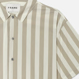 FRAME - Camp Collar Shirt -- Smoke Beige Stripe