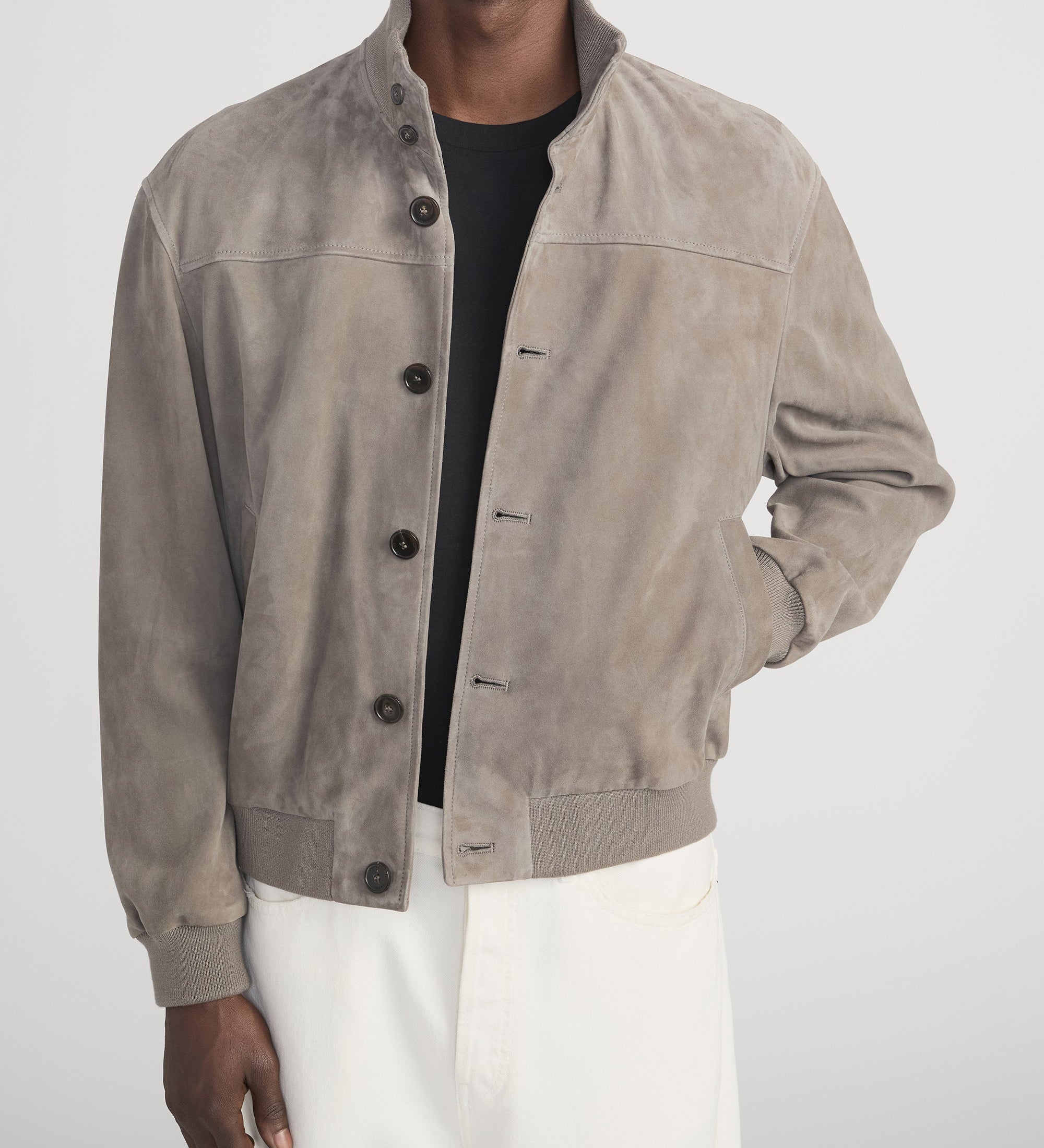 FRAME - Rib Collar Suede Jacket