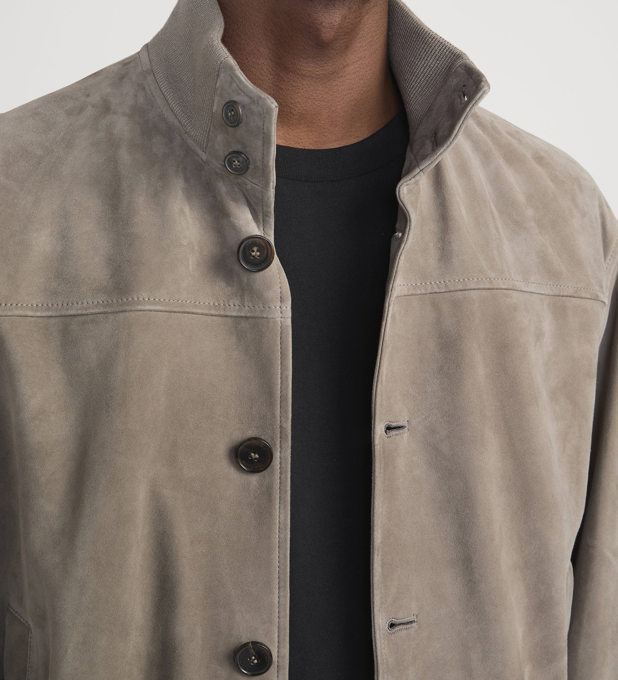 FRAME - Rib Collar Suede Jacket
