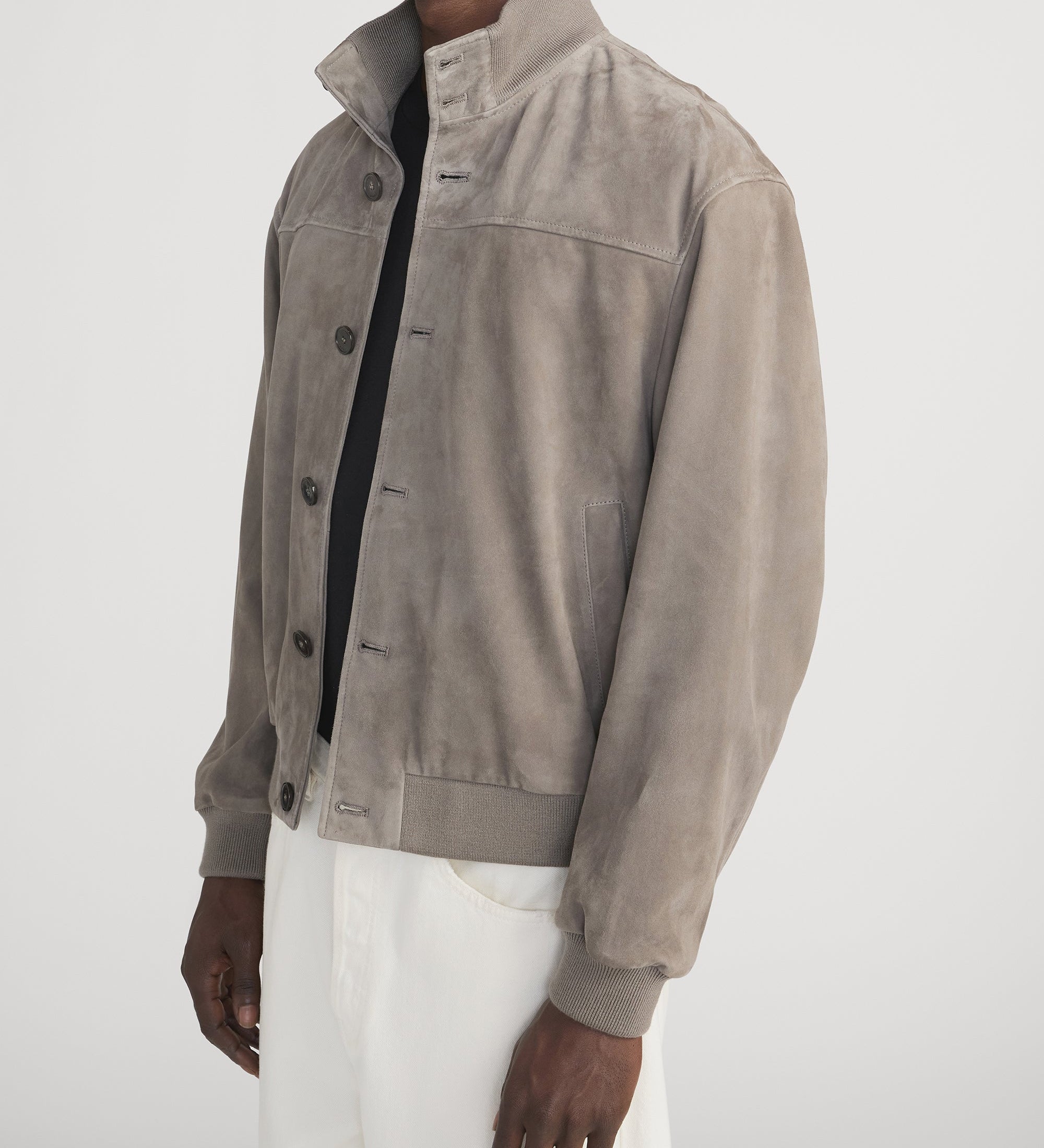 FRAME - Rib Collar Suede Jacket