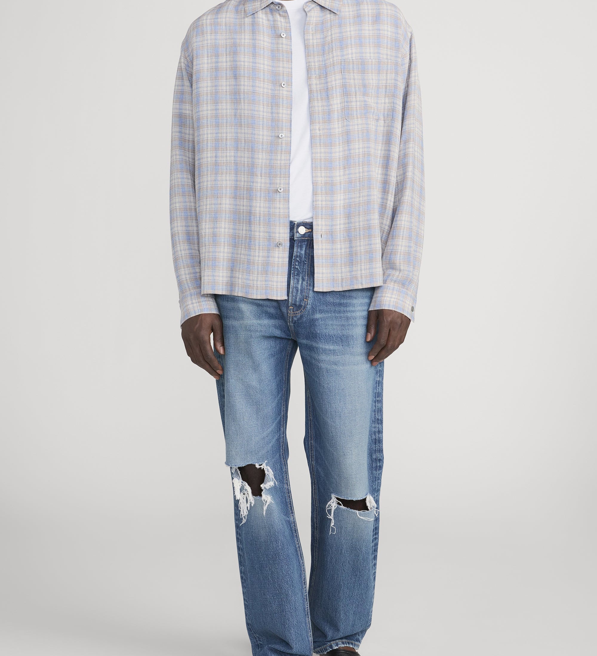 FRAME - Linen Blend Plaid Shirt