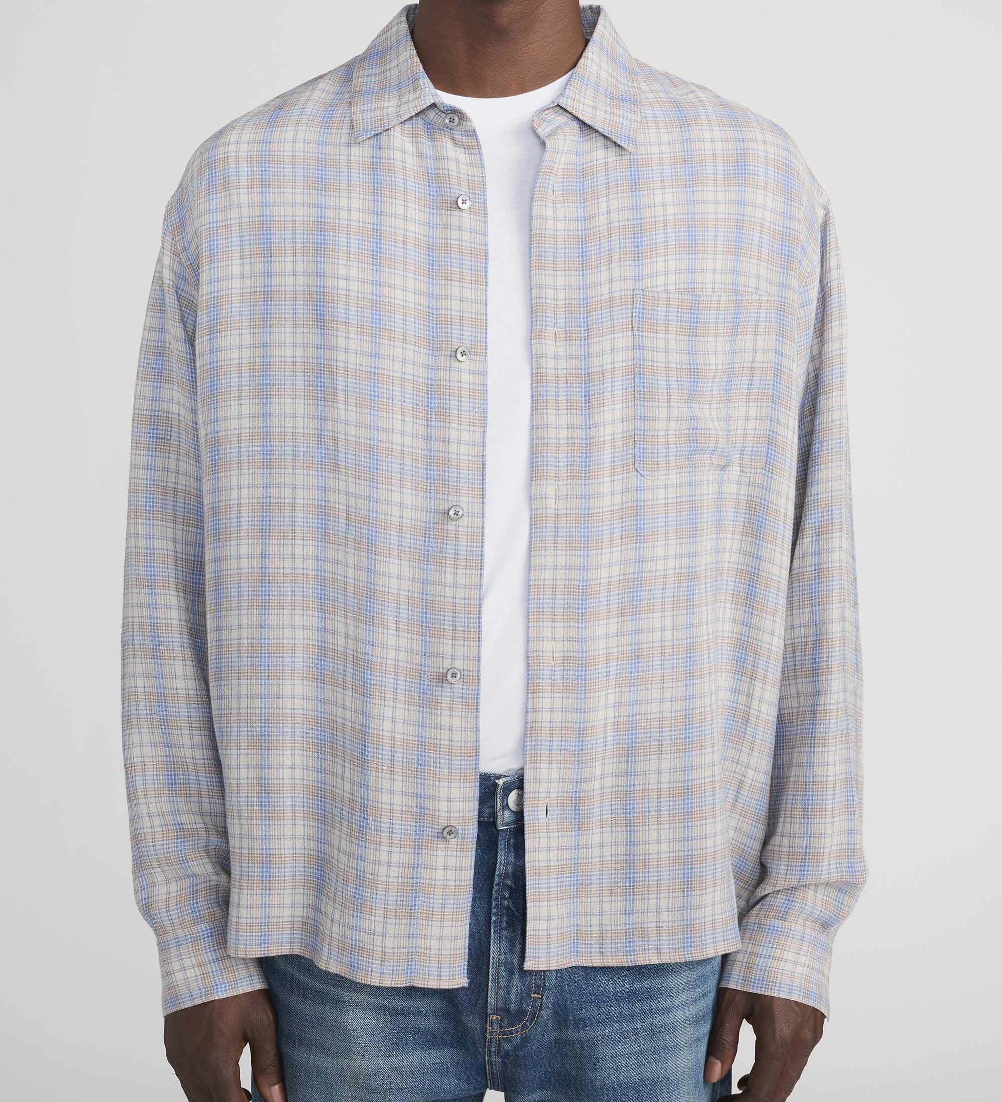 FRAME - Linen Blend Plaid Shirt