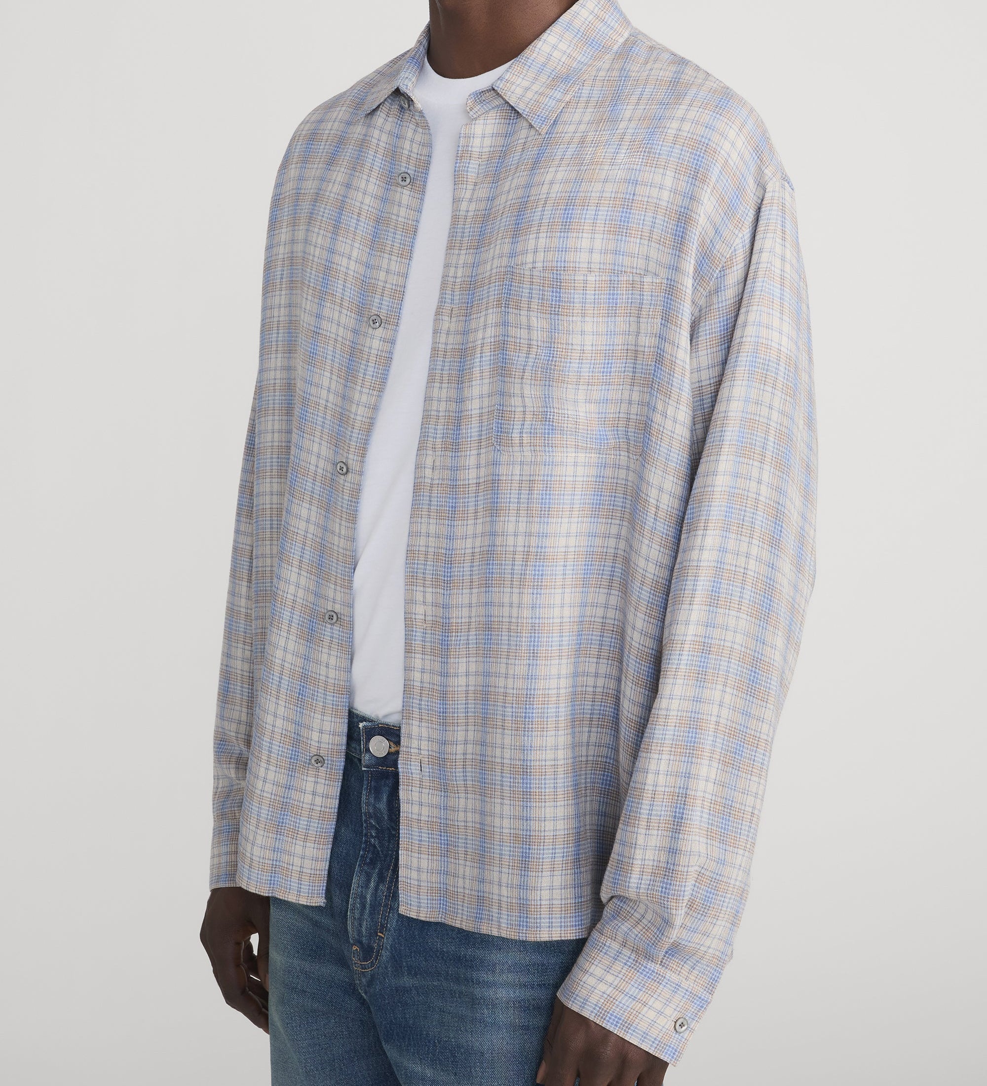 FRAME - Linen Blend Plaid Shirt