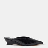 Le Monde Beryl - Victoria Micro Wedge Mule / Coco Black Croc Effect Leather