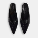 Le Monde Beryl - Victoria Micro Wedge Mule / Coco Black Croc Effect Leather