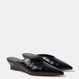Le Monde Beryl - Victoria Micro Wedge Mule / Coco Black Croc Effect Leather