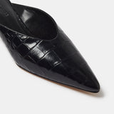Le Monde Beryl - Victoria Micro Wedge Mule / Coco Black Croc Effect Leather
