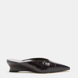 Le Monde Beryl - Victoria Micro Wedge Mule / Coco Brown Croc Effect Leather